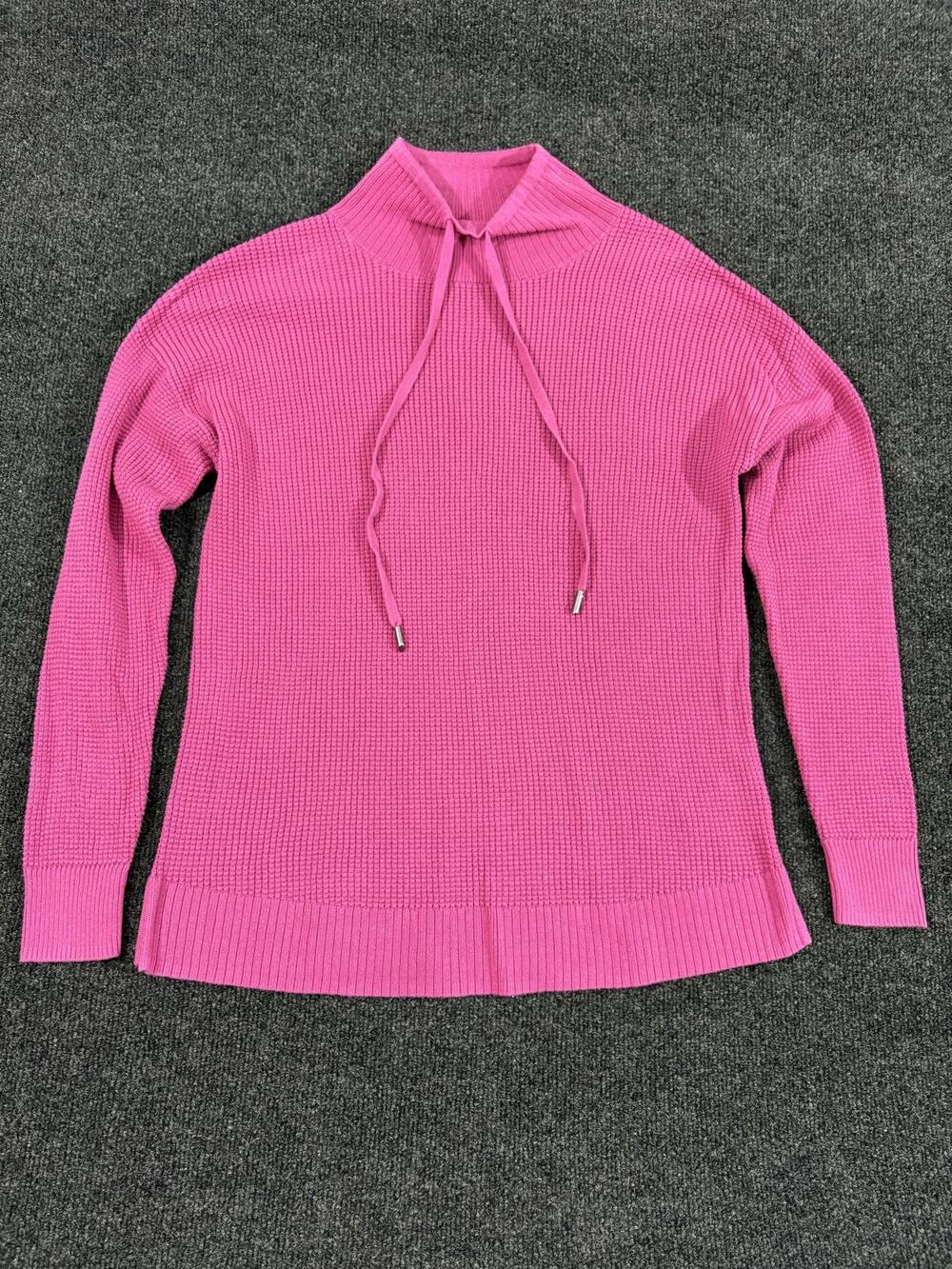 Belle By Kim Gravel Sweater Womens S Pink Mock Neck Waffle Knit Pullover